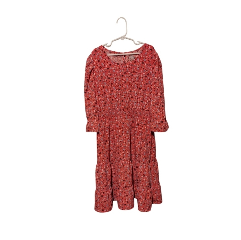 Floral Dress Size L (10-12) Spring Summer Maxi Smocked Boho Tiered Pink Church